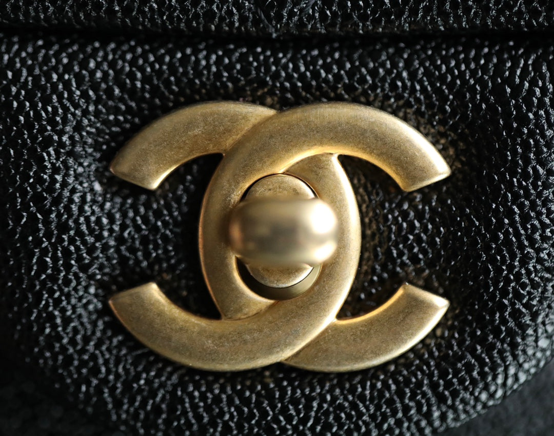 Chanel coco handle-水洗胎牛皮芝麻紋＋復古金扣