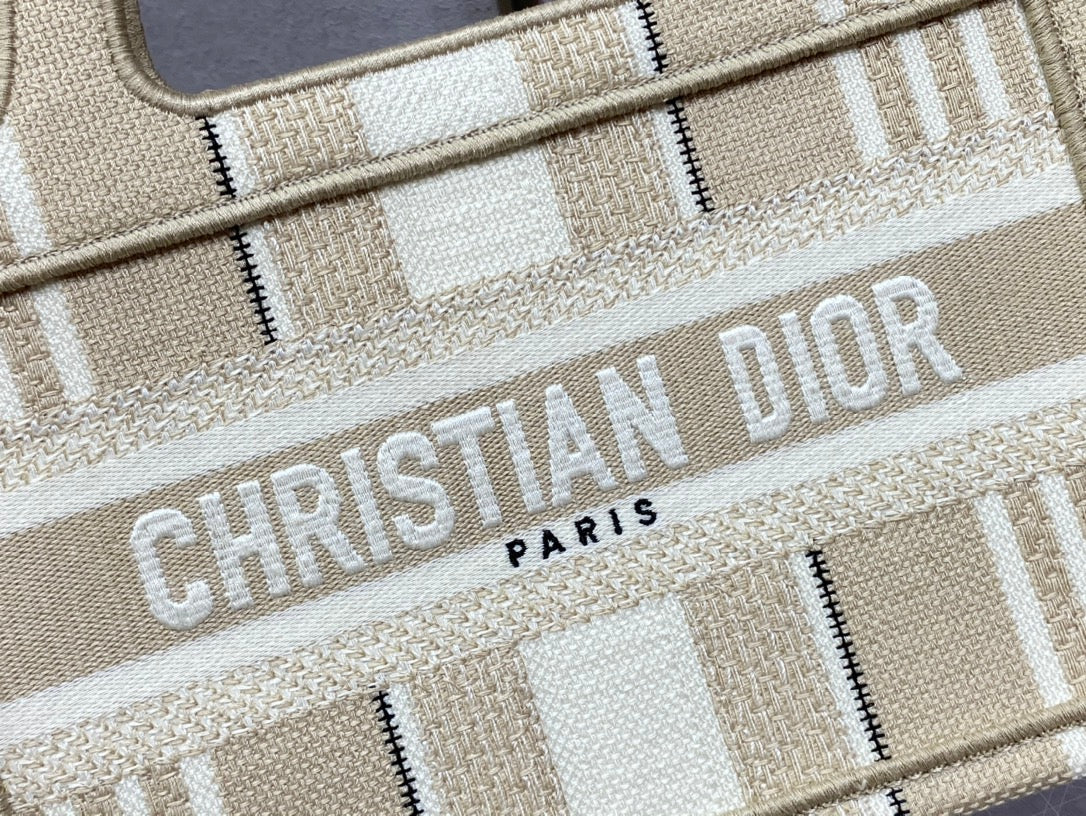 Dior Book Tote-Mini 23cm-米白條紋