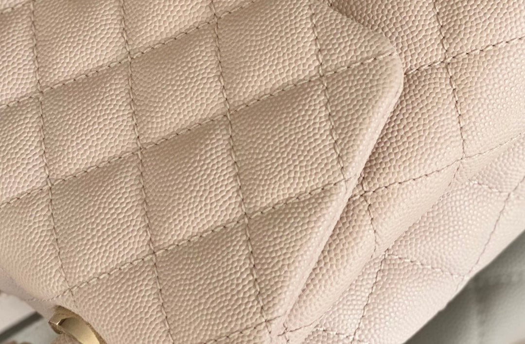 Chanel coco handle CF 小號-米白色牛皮-香檳金扣