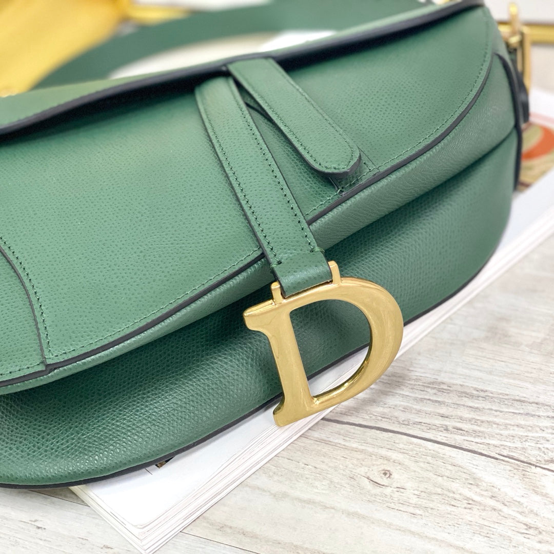 Dior Saddle 馬鞍包-手掌紋-大號墨綠色-25.5cm