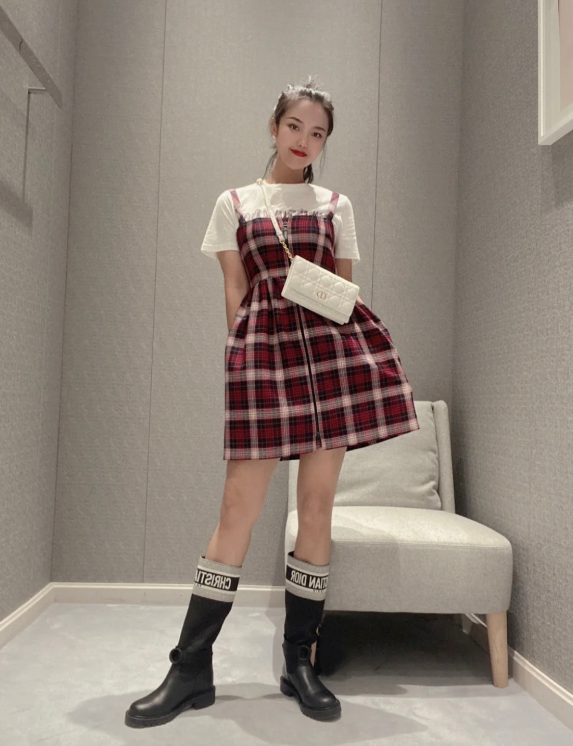 Dior-Caro 菱格紋 小牛皮 鍊條包