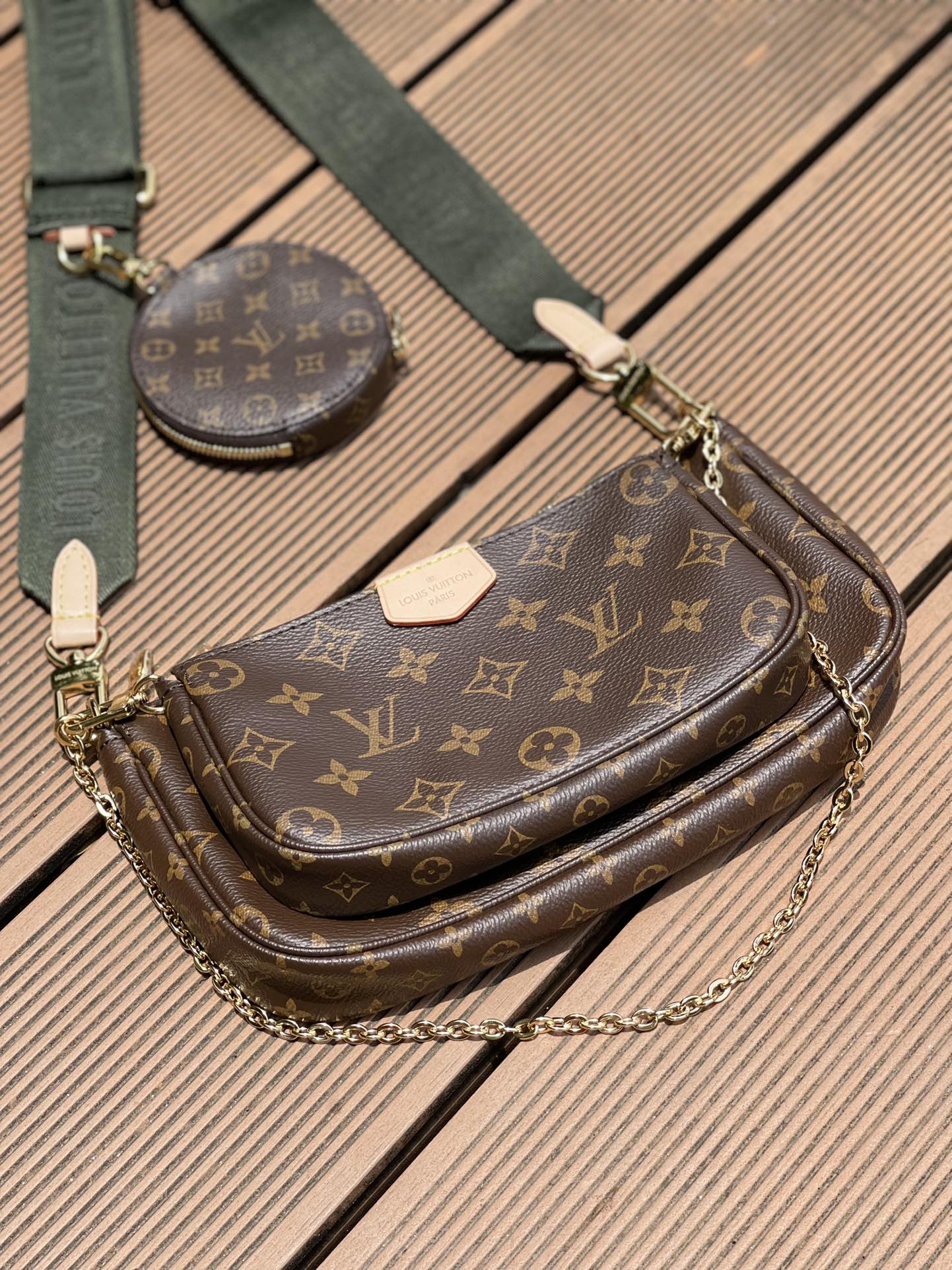 M44813 路L家-Multi Pochette Accessories 五合一麻將包 綠色