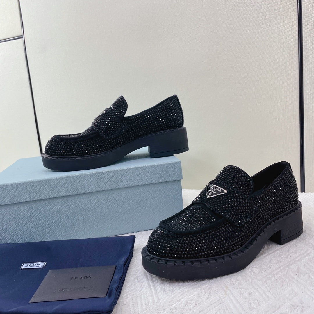 Prada 鞋-Prada 貼鑽樂福鞋（黑）