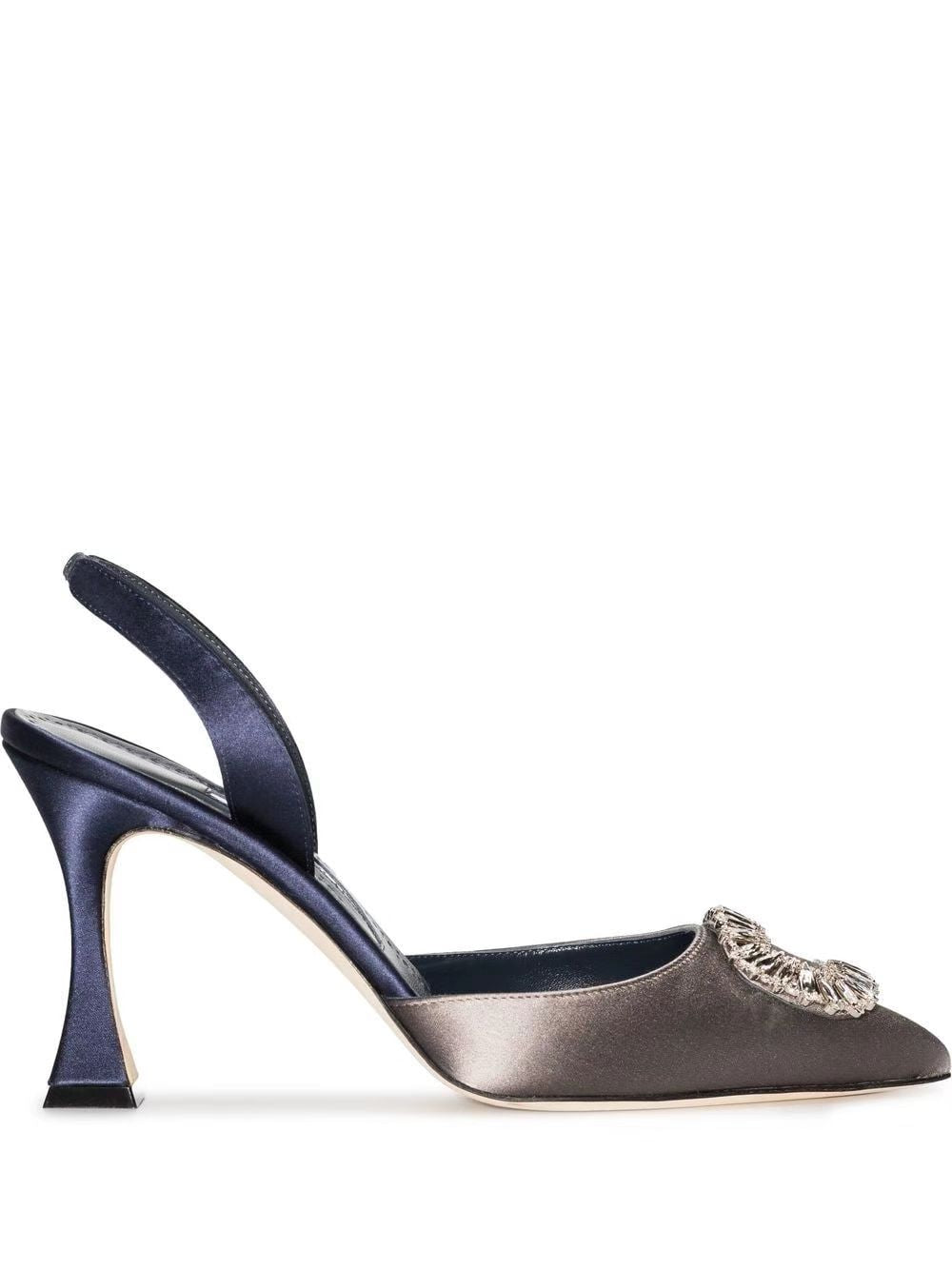 Manolo Blahnik-22SS 晶飾搭扣高跟鞋 白色 8cm