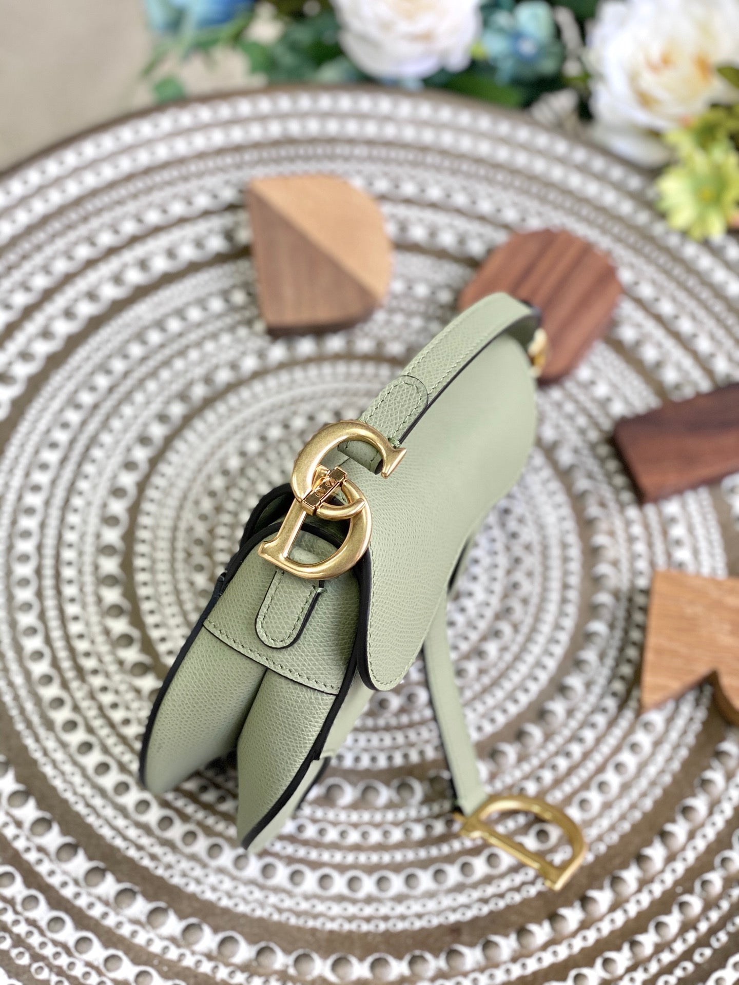 Dior Saddle 馬鞍包-手掌紋-小號抹茶綠色-19.5cm