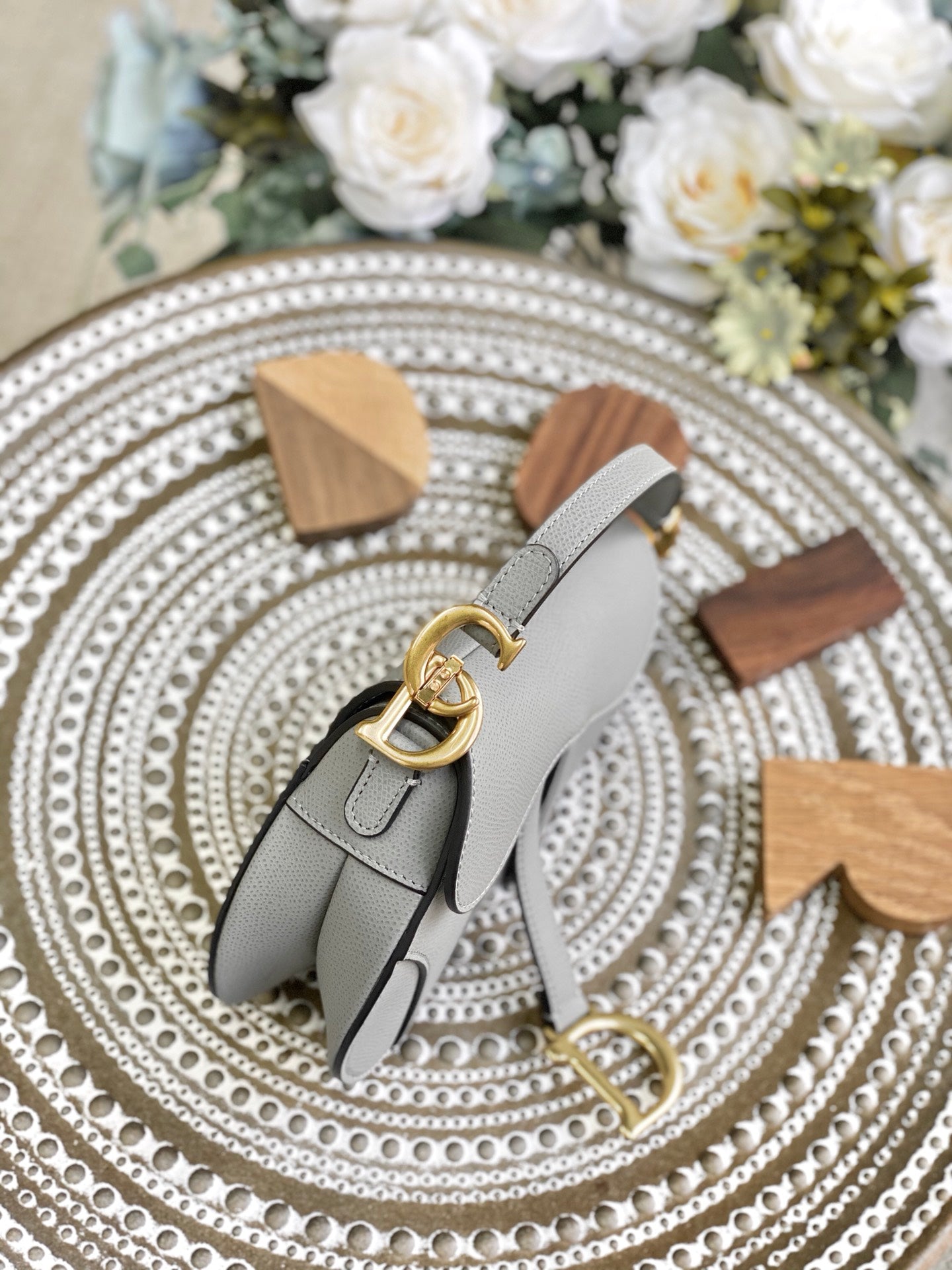 Dior Saddle 馬鞍包-手掌紋-小號岩石灰色-19.5cm