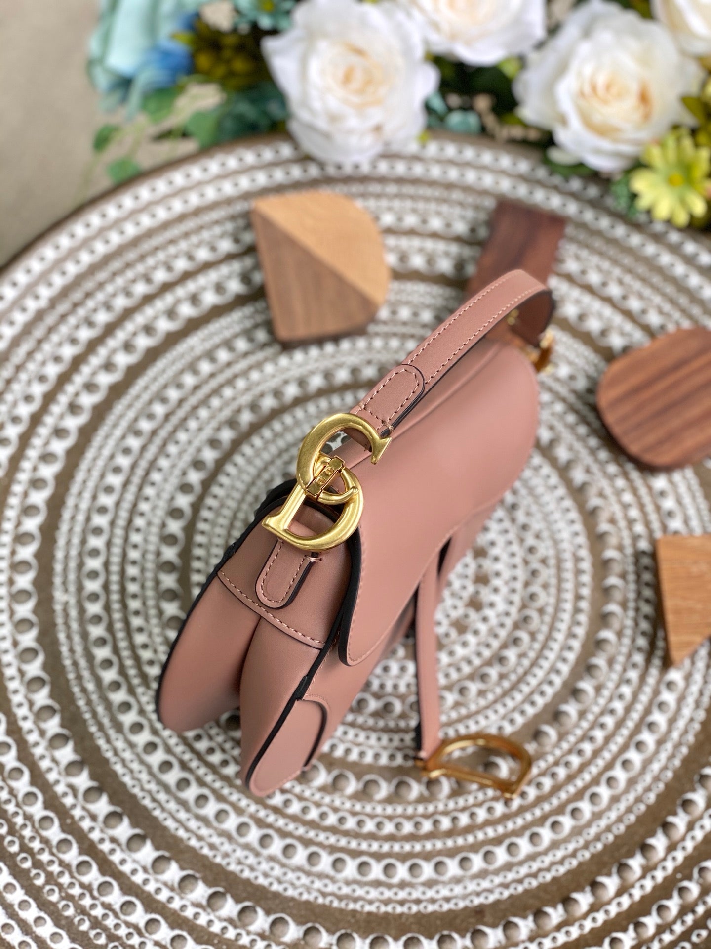 Dior Saddle 馬鞍包-平紋-小號豆沙色-19.5cm