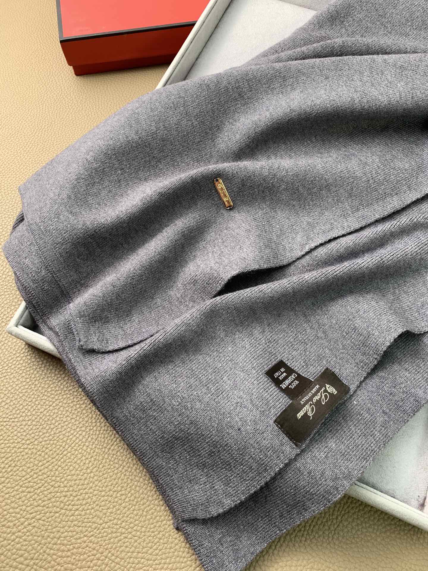 L-Piana-素色羊絨圍巾 65*190cm 100%羊絨 灰色