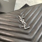 YSL經典MONOGRAM小號絎縫皮革手拿包-黑色牛皮銀扣