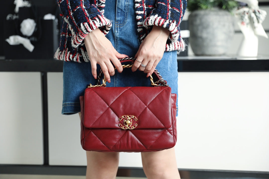 Chanel 19Bag-小號棗紅色