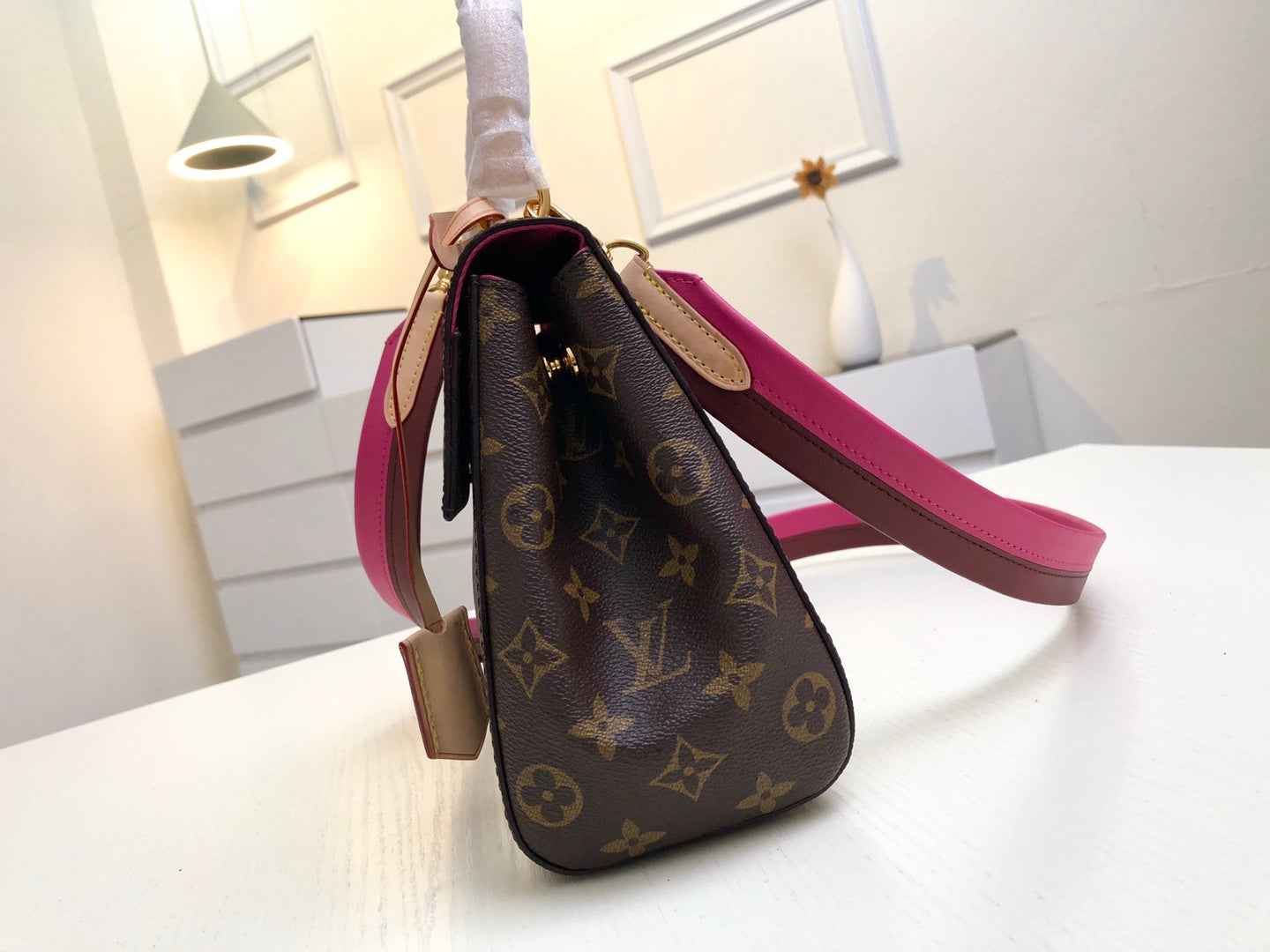 M42738 路L家-Monogram 秋冬新款 Cluny手袋 玫紅色