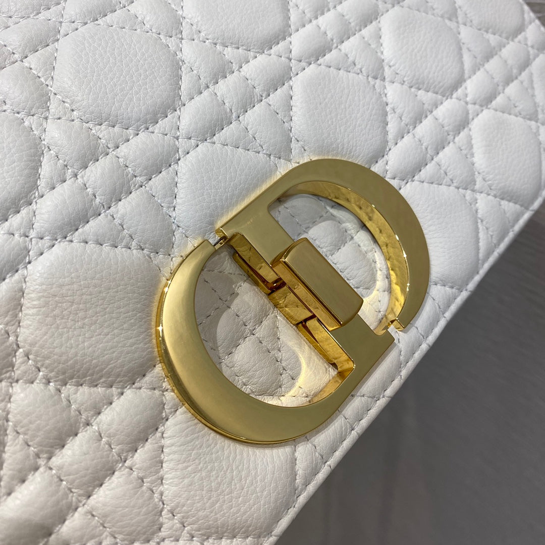 Dior Caro 大號28cm-白色小牛皮