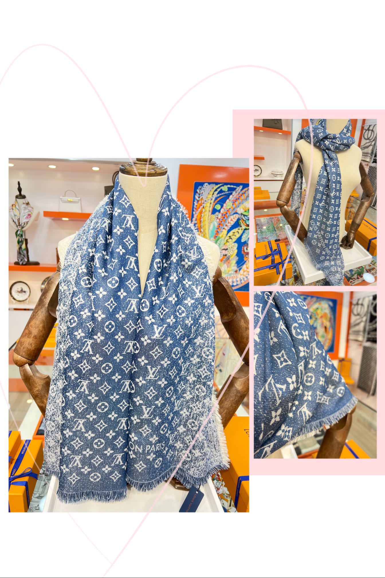 路L家-漸變牛仔老花披肩 Denim Gradient 142.5cm