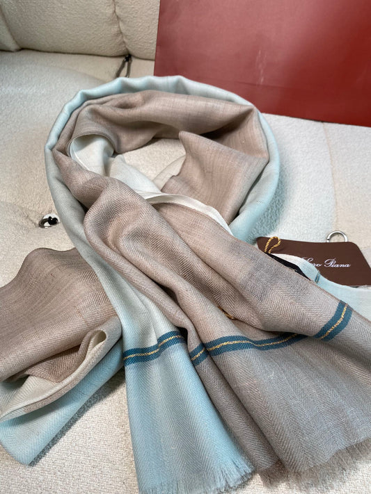 L-Piana-撞色銀絲格紋羊絨披肩-90*200cm