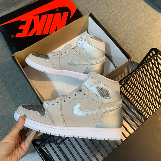 N1K-Air Jordan AJ1 高筒板鞋 休閒鞋 銀色