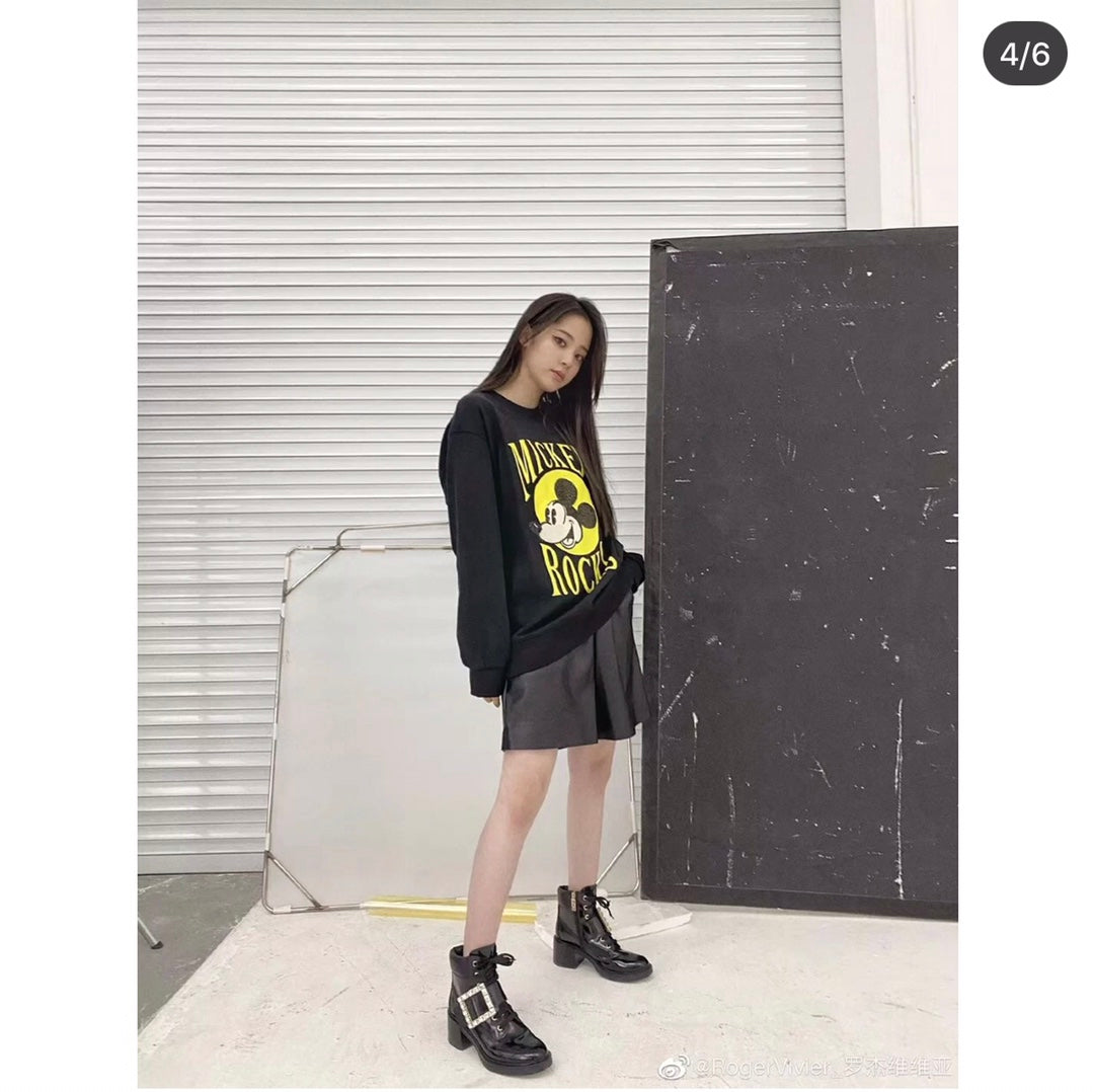 R方扣頭鞋-22SS 鑲鑽粗跟短靴 歐陽娜娜同款