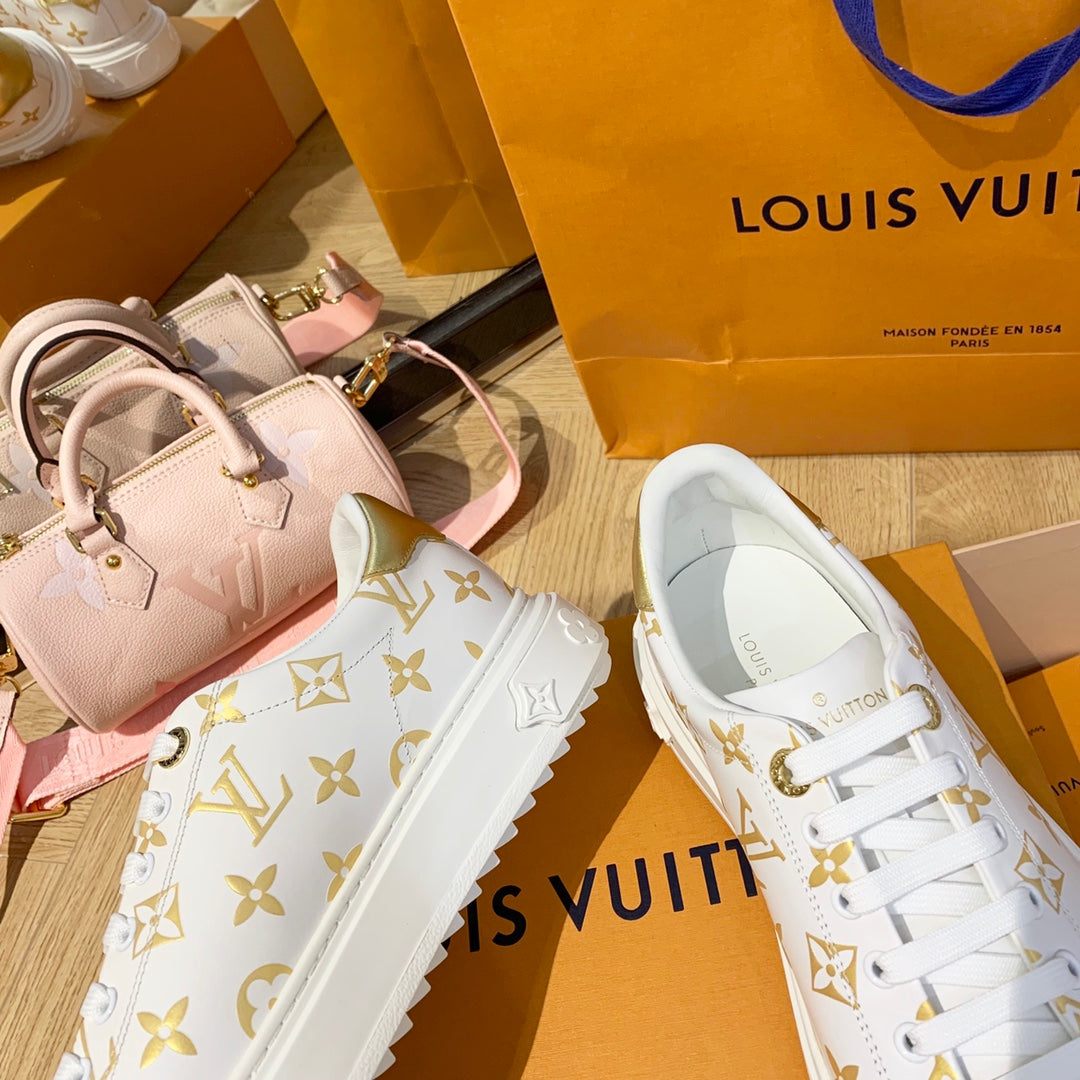 LV鞋-LV 小白鞋 金色