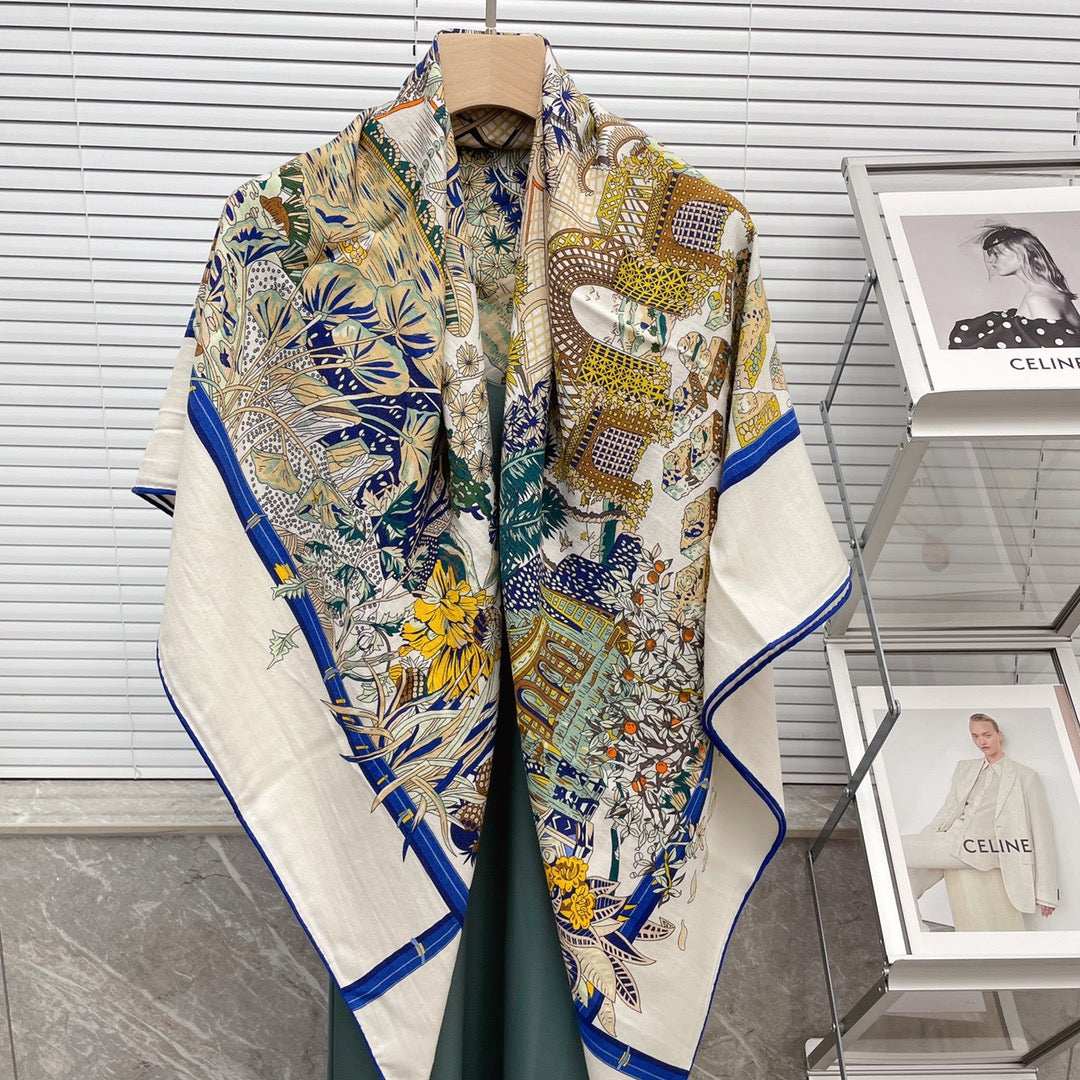 小愛款-雙面大絲巾 136cm-30%真絲70%羊毛