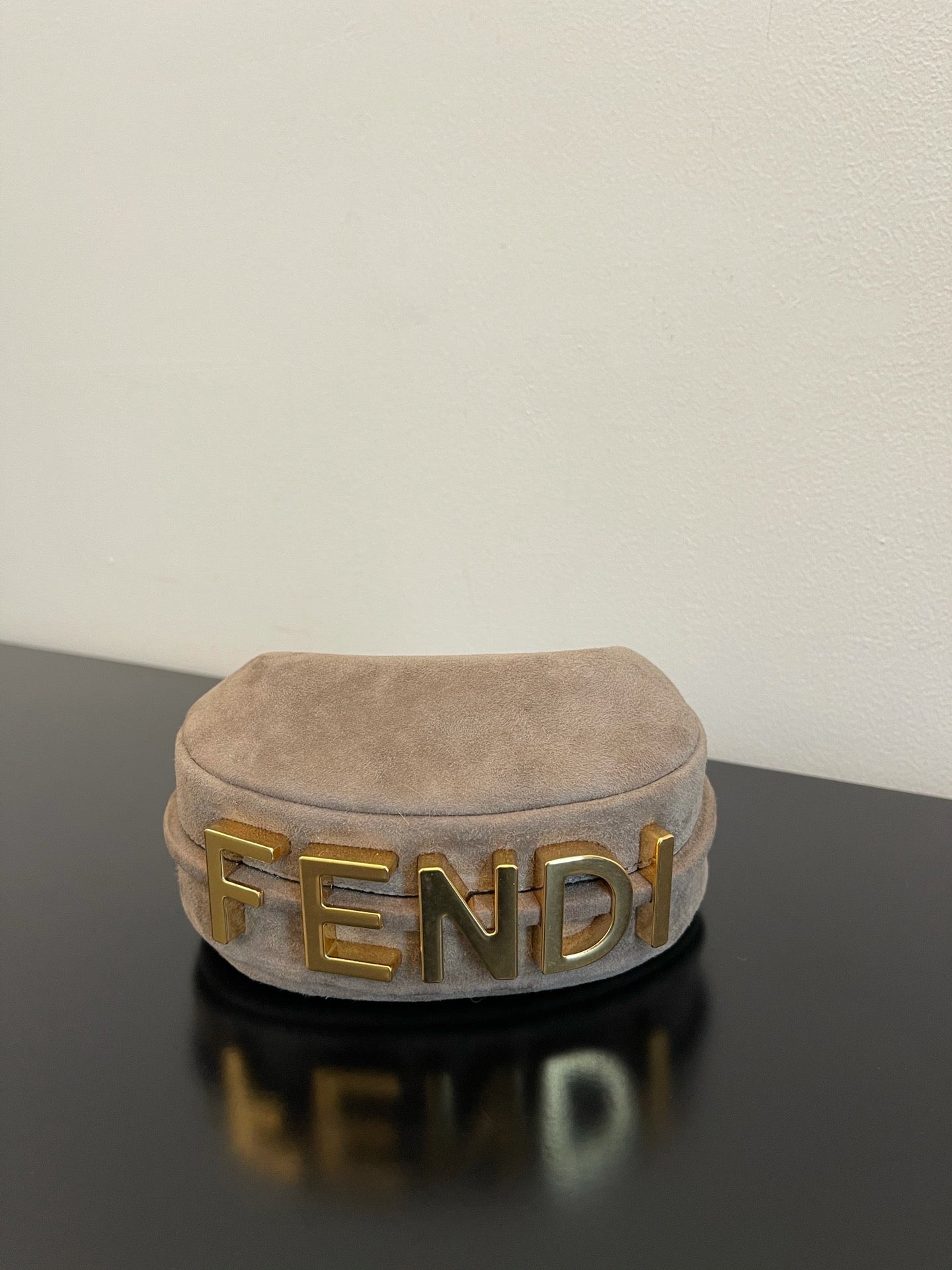 芬F家-Fendigraphy-迷你灰色麂皮腋下包