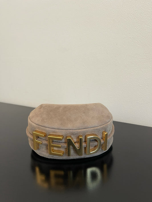 芬F家-Fendigraphy-迷你灰色麂皮腋下包