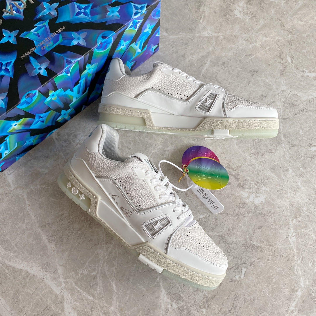 LV鞋-LV Trainer 白水泥皮面 休閒鞋（男女同款）