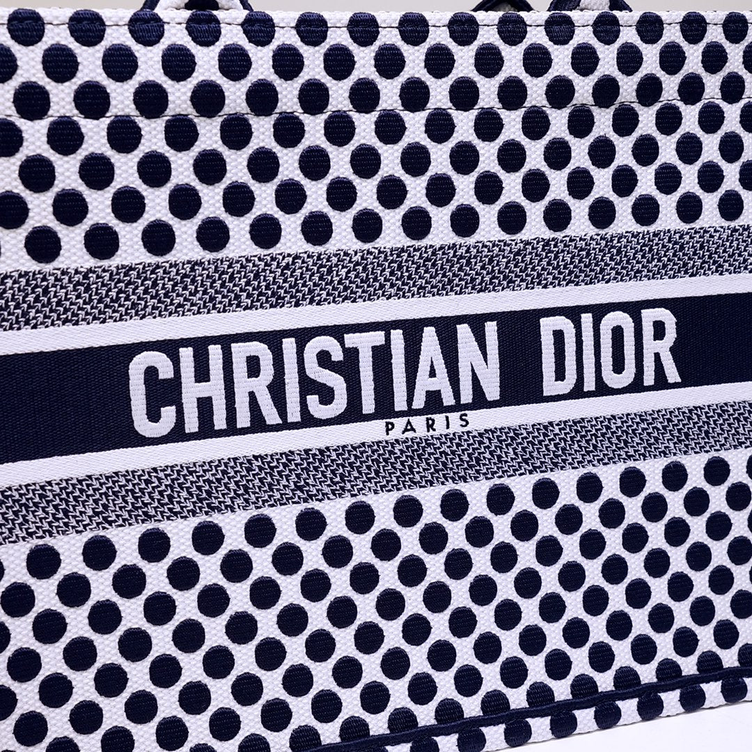 Dior Book Tote-小號36.5cm-黑色波點