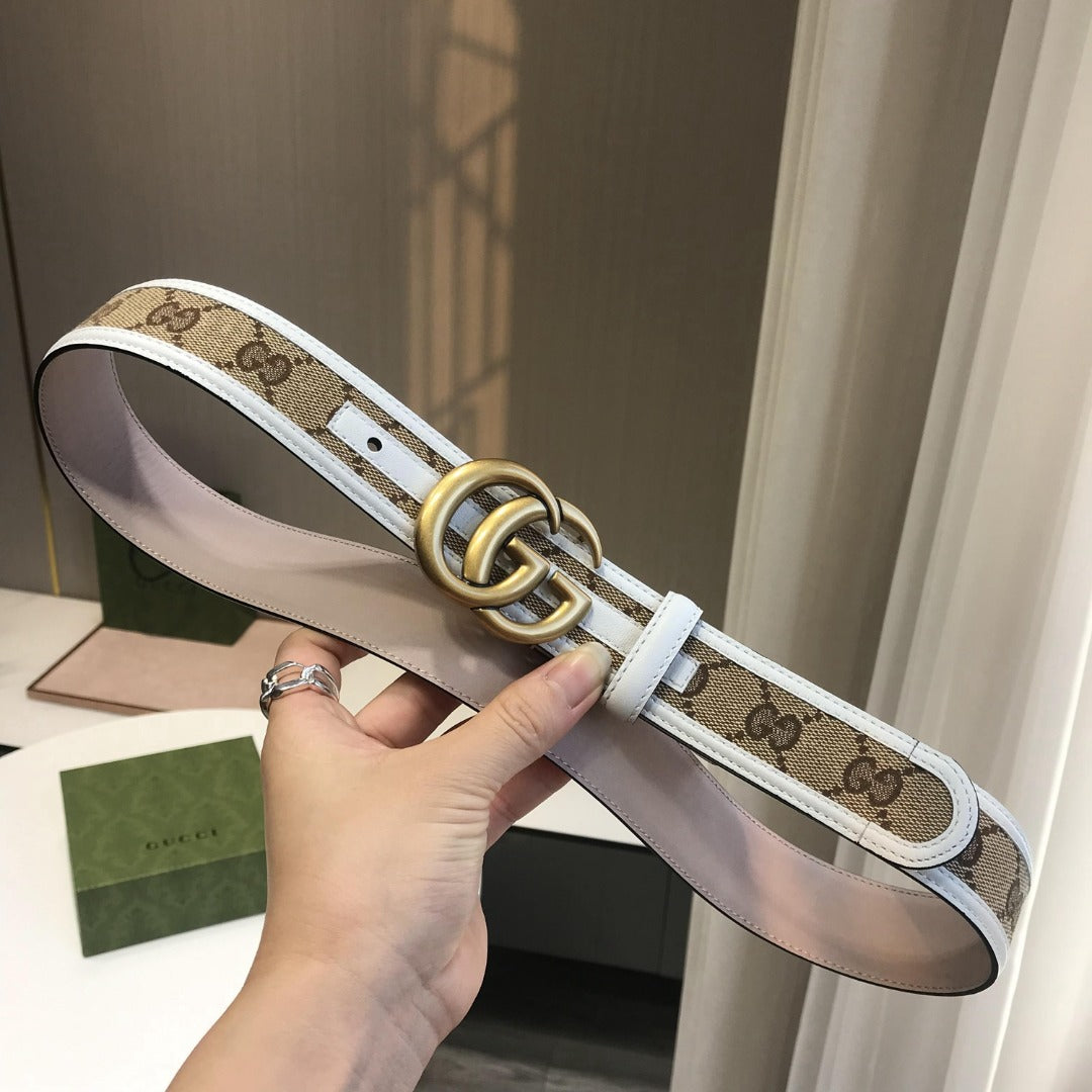 古G家-白色皮帶-3.0cm