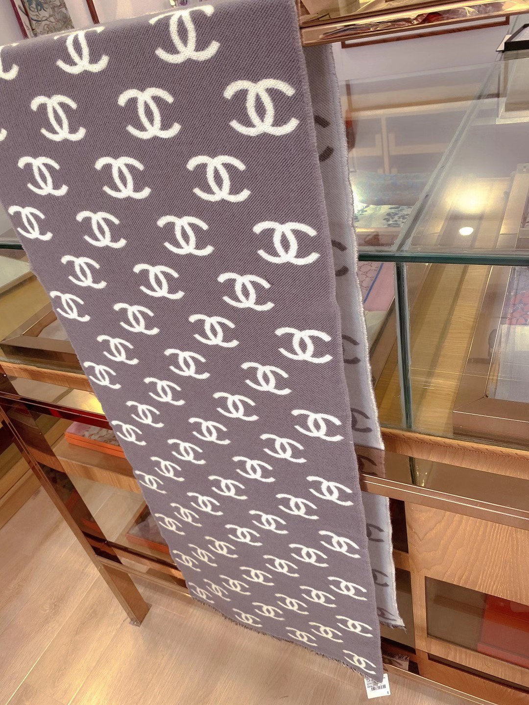 小香家-雙面雙C logo 羊毛羊絨圍巾 35*180cm