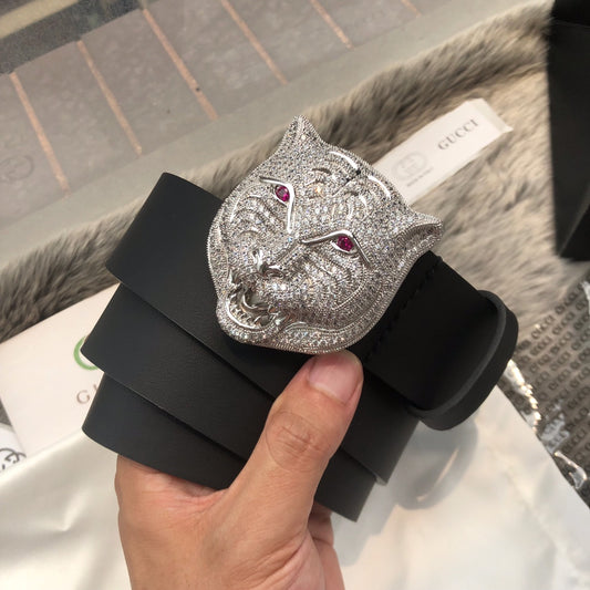 古G家-銀虎頭皮帶-4.0cm