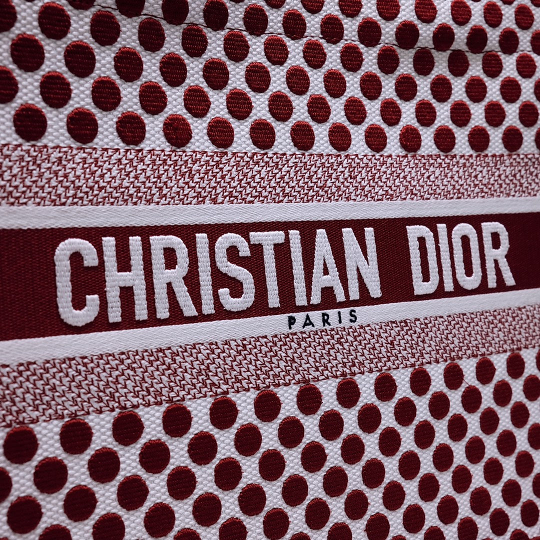Dior Book Tote-小號36.5cm-紅色波點