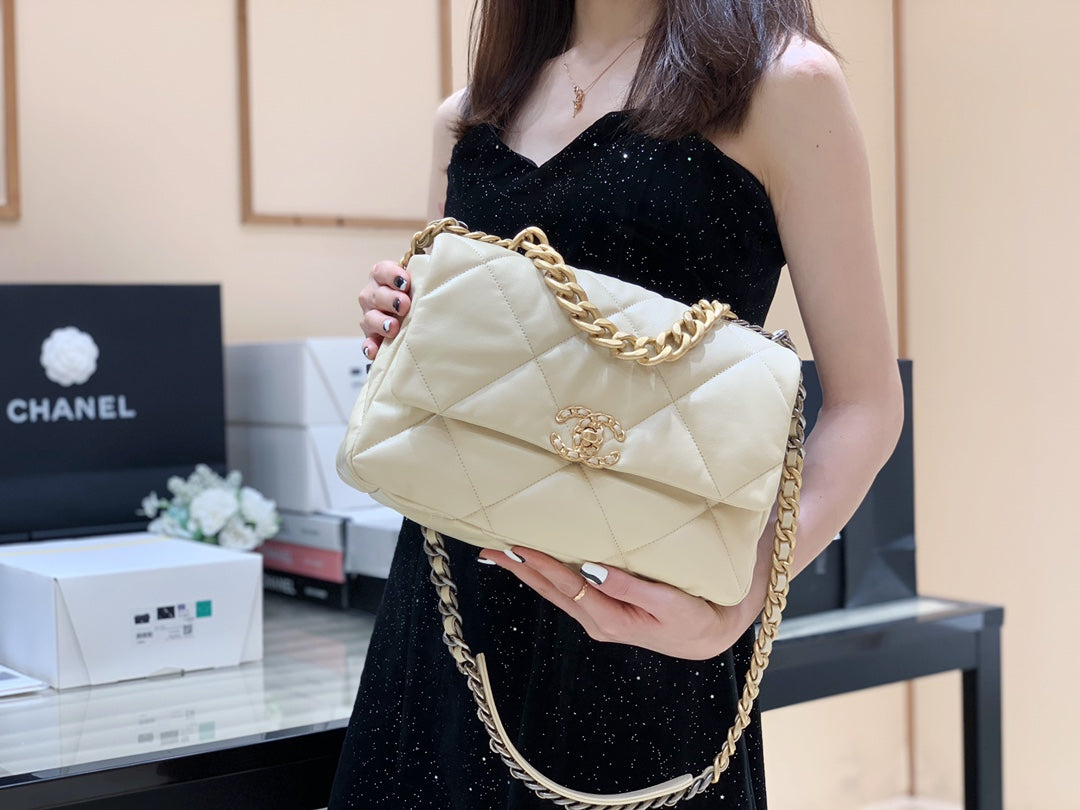 小香家-19Bag 米色金扣 中號