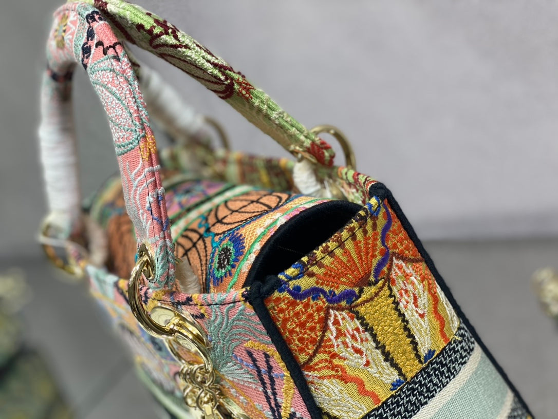 Dior Lady D-Lite手袋-24cm-多色花朵