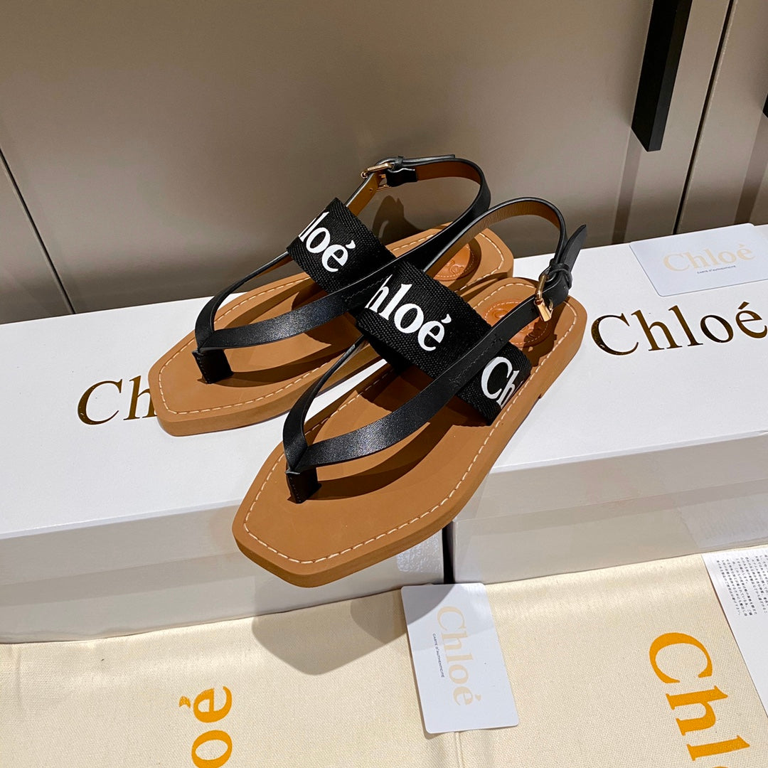 Chloe鞋-Chloe Woody Logo 涼鞋（黑）