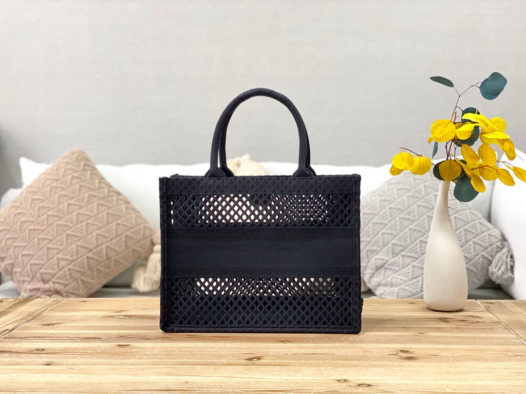 Dior Book Tote-小號36.5cm-黑色網格