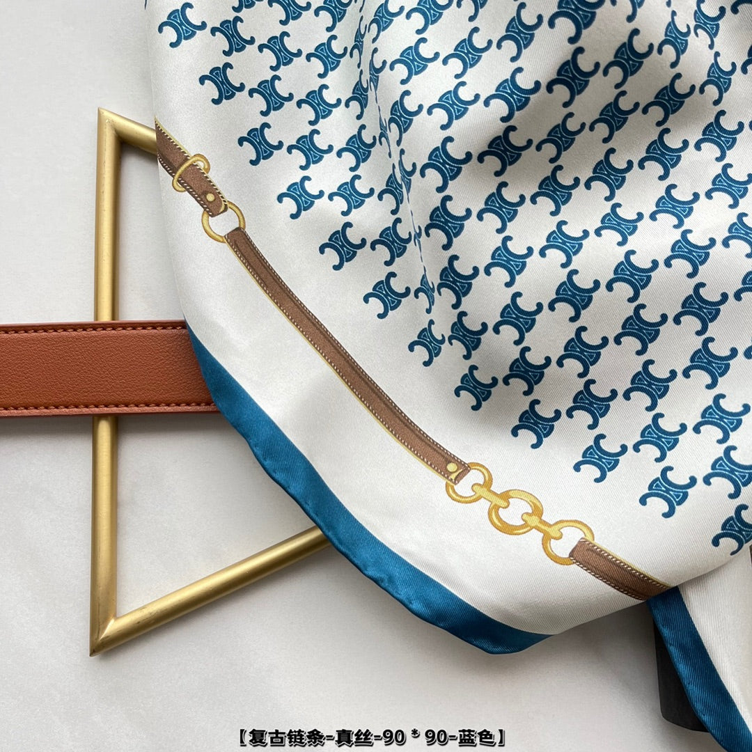 賽C家-復古鏈條90真絲方巾