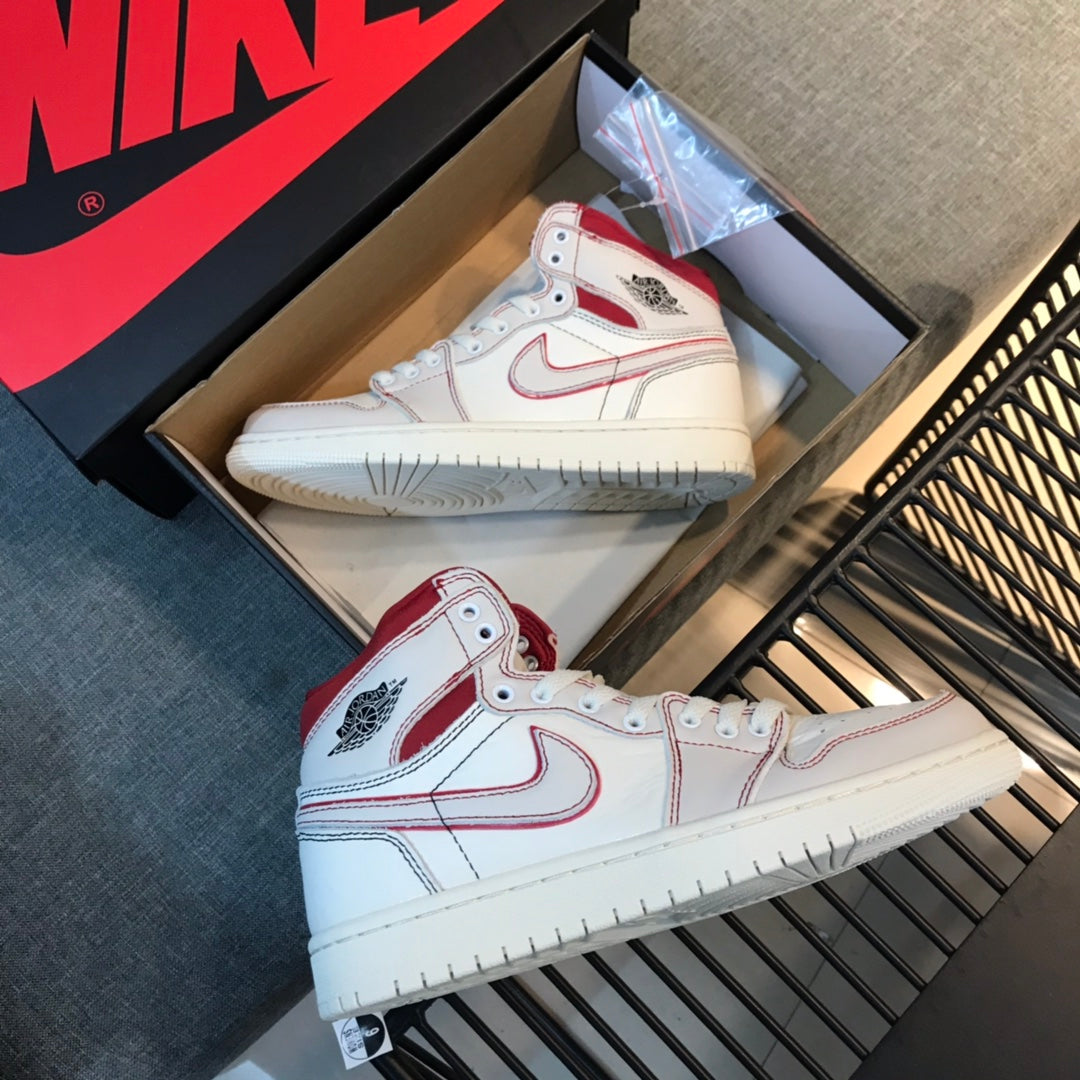 N1K- Air Jordan AJ1高筒板鞋 休閒鞋 白紅色