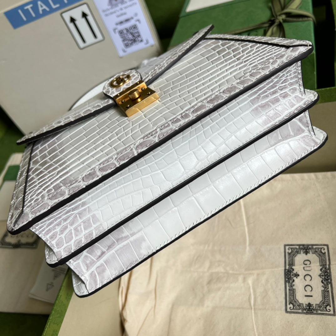 古G家-Orphidia 手提包 可拆卸肩帶 25x17.5x7cm 白色鱷魚皮