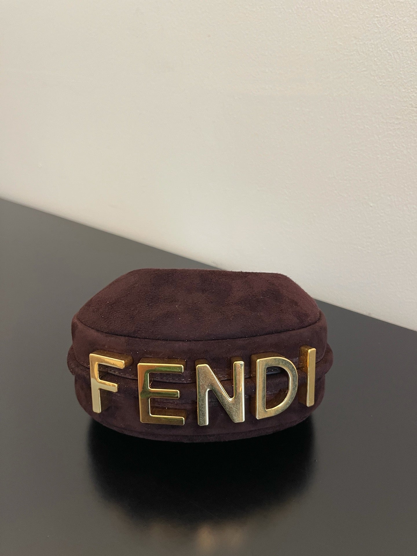 芬F家-Fendigraphy-迷你咖啡麂皮腋下包