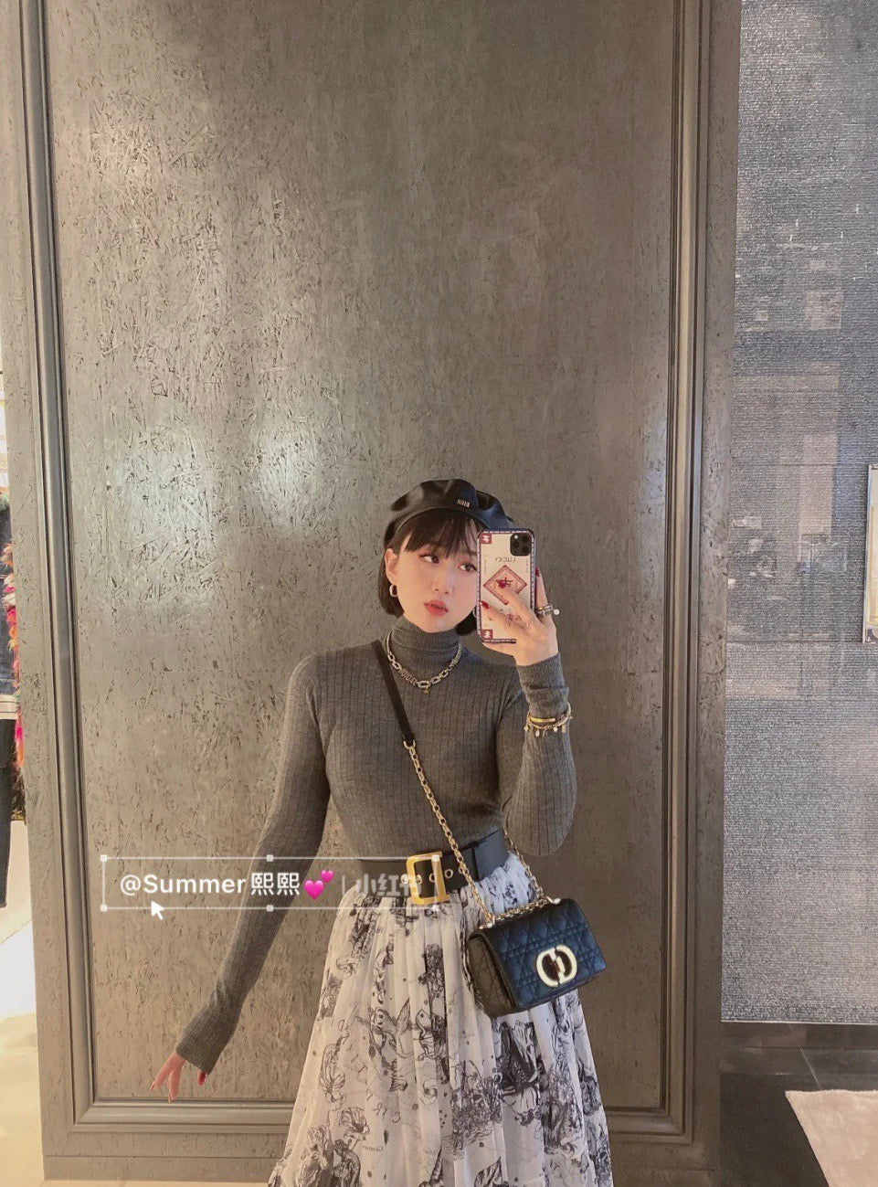 Dior Caro 小號20cm-黑色小牛皮