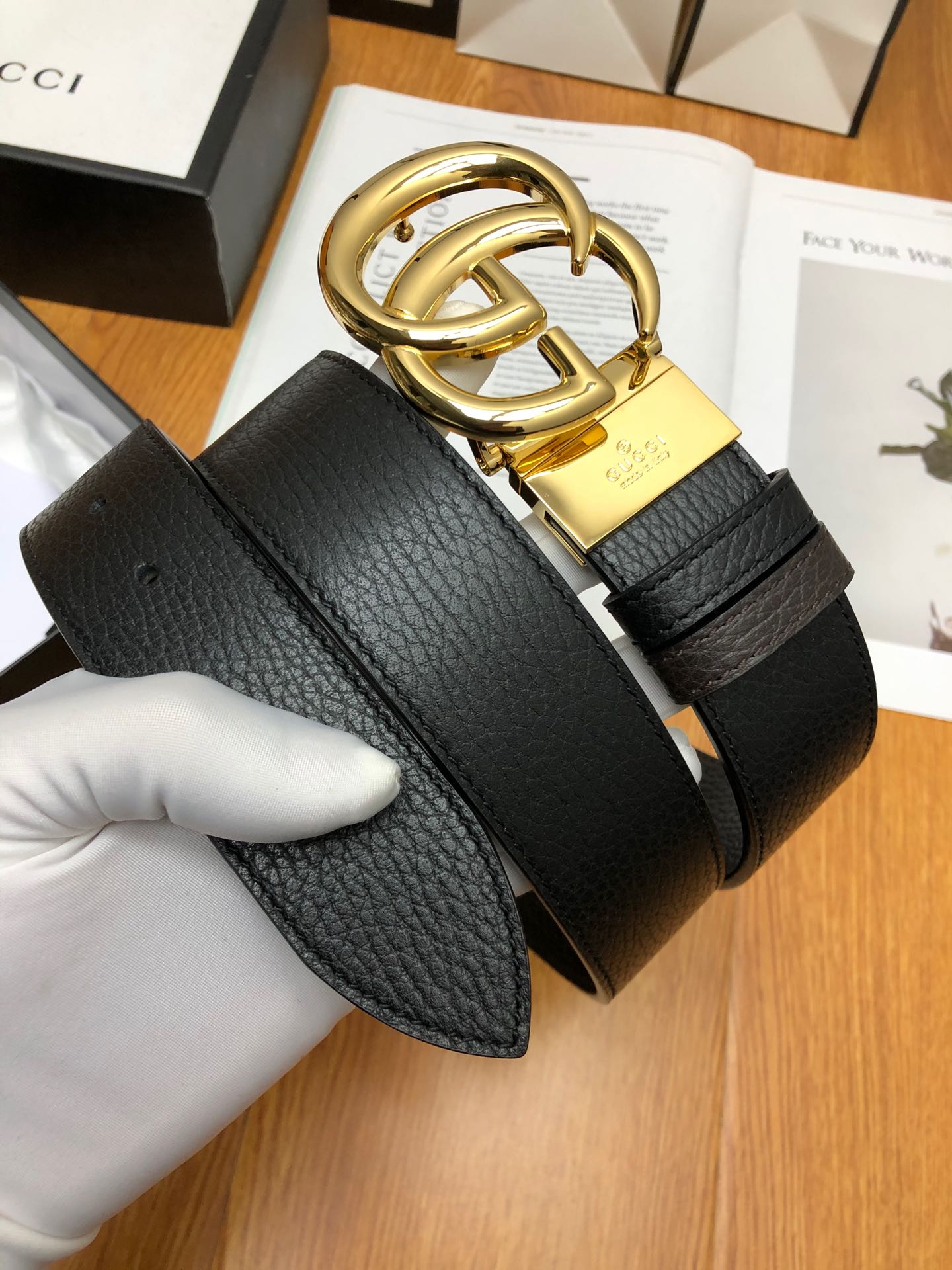 古G家-荔枝紋皮帶-3.8cm-男款