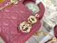 Dior-Mini Lady Dior手袋-三格黛妃-17cm-木槿粉金扣
