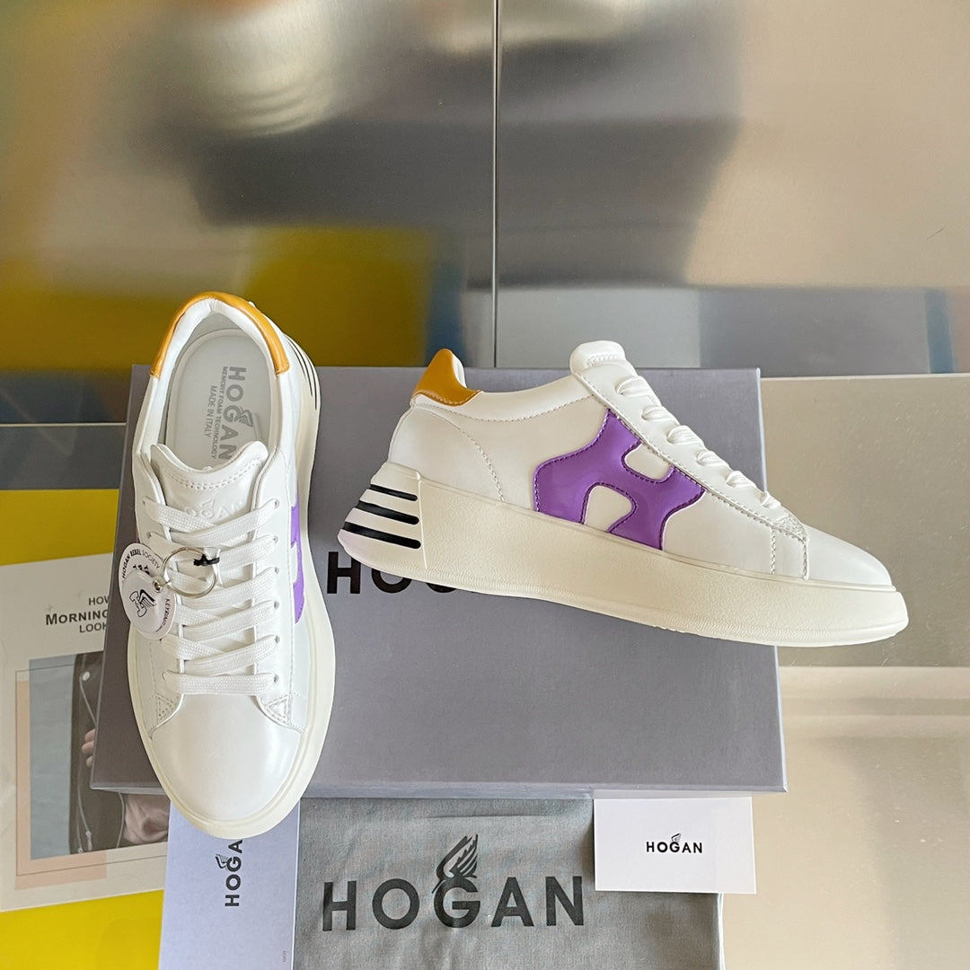 Hogan-2022早春新款 厚底休閒鞋 白色黃尾