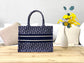 Dior Book Tote-小號36.5cm-深藍老花天鵝絨