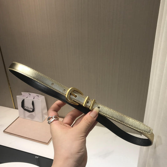賽C家-金色金扣皮帶-1.8cm