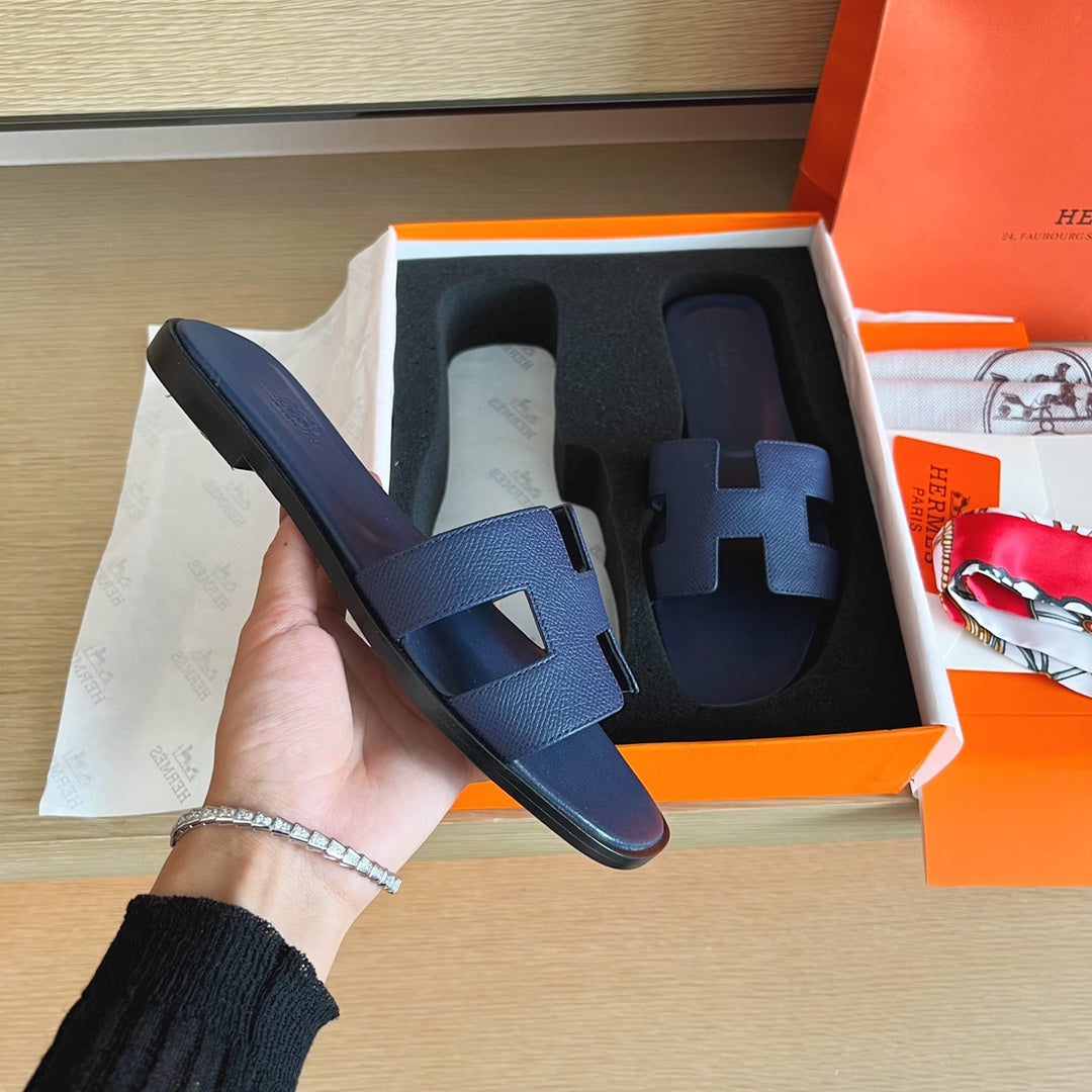 小愛款-H平底拖鞋 掌紋系列 全包中底