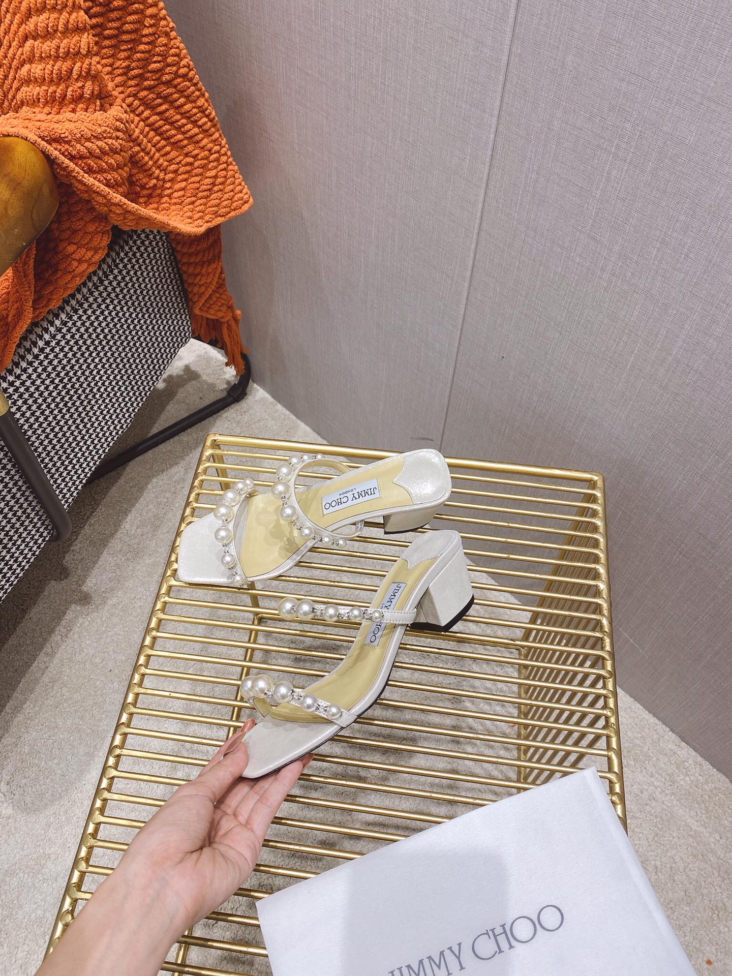 JC傑米-珍珠 拖鞋 涼跟鞋