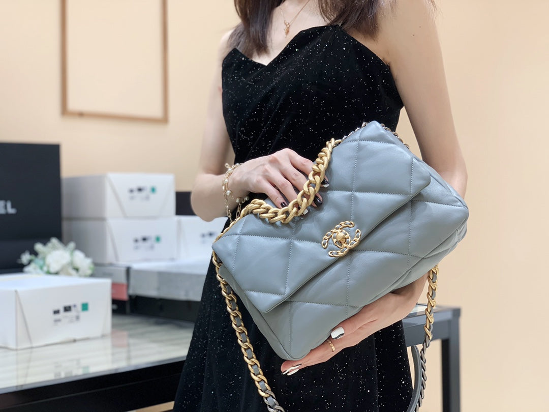 小香家-19Bag 灰色金扣 中號