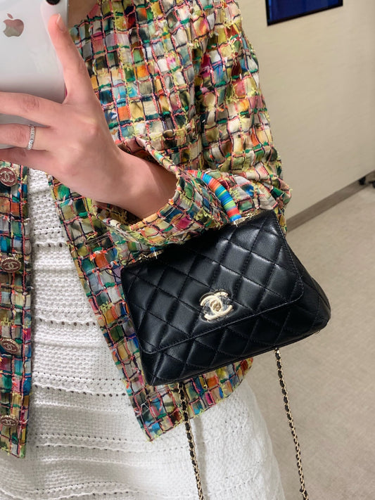 Chanel mini coco handle彩虹包-黑色