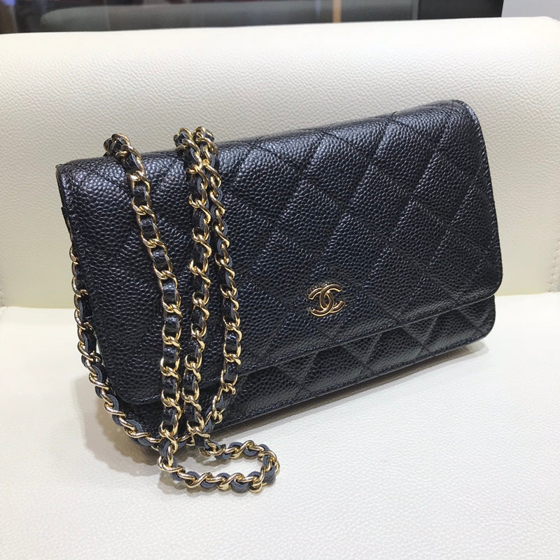 小香家-經典WOC-19cm 黑色荔枝皮金扣