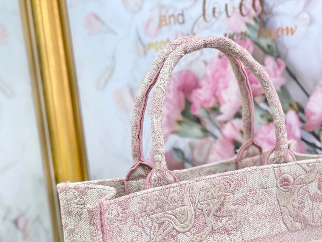 Dior Book Tote-小號36.5cm-粉色老虎